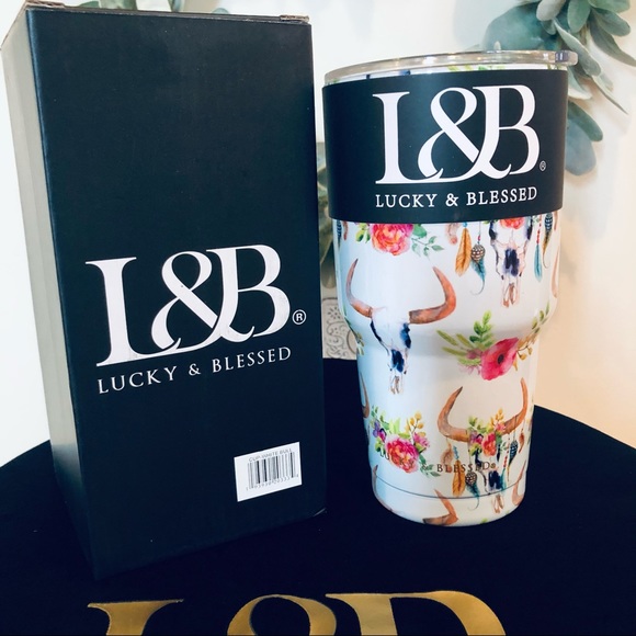 •L&B Texas Tumbler - White Floral Bull Design• - Picture 5 of 8